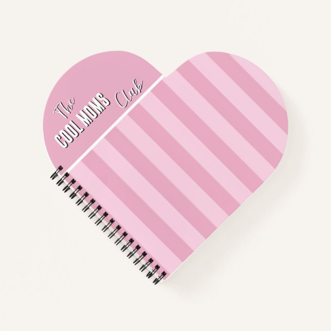 Name Script Vintage Pink Stripe Notebook (Front)