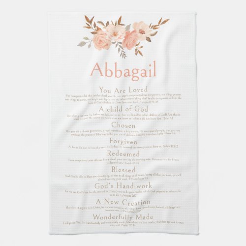 Name Scripture Christian Identity Bible Floral Kitchen Towel