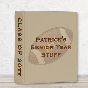 Name, Senior Year Stuff, Football Khaki Custom Mini Binder