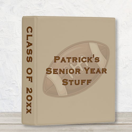 Name, Senior Year Stuff, Football Khaki Custom Mini Binder