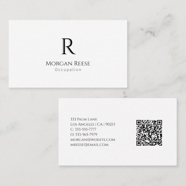 Name, Shadow Monogram, Create Your QR Code, Vs 2 Business Card (Front/Back)