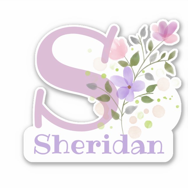 Name Sheridan with the Letter S Sticker Cut-Out (Front)