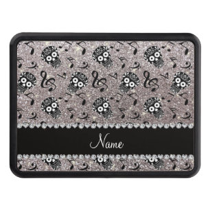 Name silver glitter music notes sugar skulls tow hitch cover
