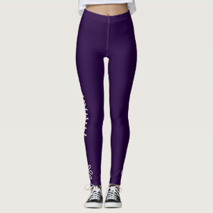Name - Simple Blush Flower Doodle - Solid Violet Leggings