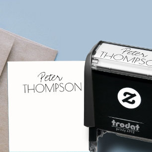 name, simple & clear self-inking stamp