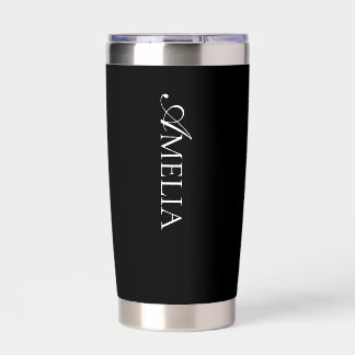 Name Simple Script Serif Black Insulated Tumbler