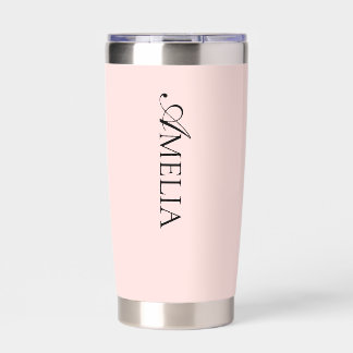 Name Simple Script Serif Blush Pink Insulated Tumbler