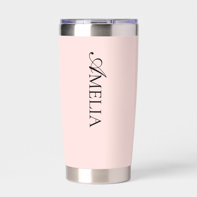 Name Simple Script Serif Blush Pink Insulated Tumbler (Front)