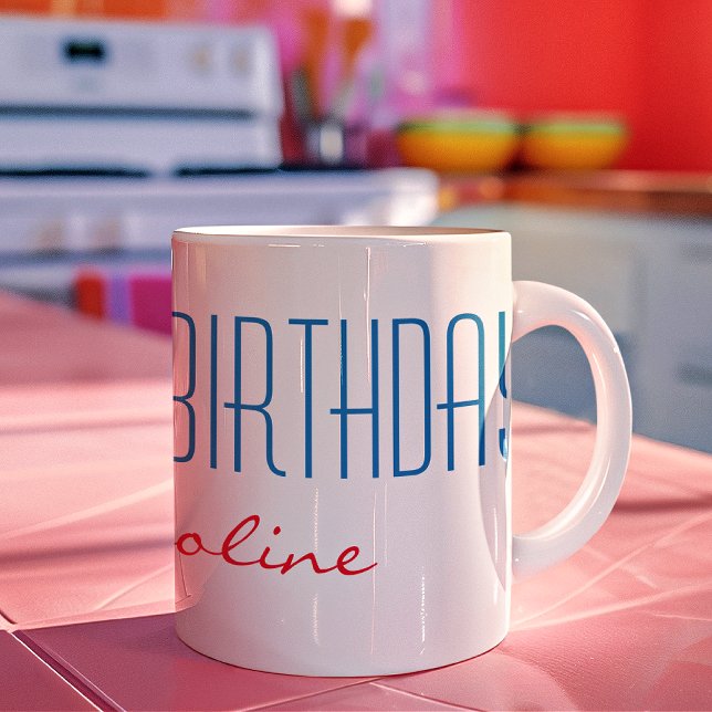 Name, Skinny Font Happy Birthday 11oz Coffee Mug (Creator Uploaded)