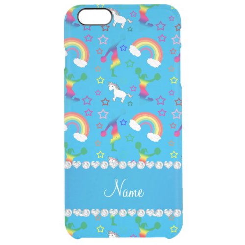 Name sky blue cheerleading rainbow unicorns stars clear iPhone 6 plus case