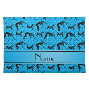 Name sky blue diamond steel plate wrestling placemat