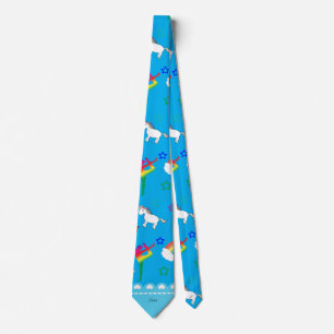 Name sky blue gymnastics rainbows unicorns neck tie