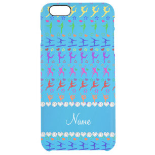 Name sky blue rainbow gymnastics hearts stars clear iPhone 6 plus case
