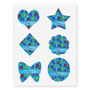 Name sky blue ugly christmas sweater pattern temporary tattoos