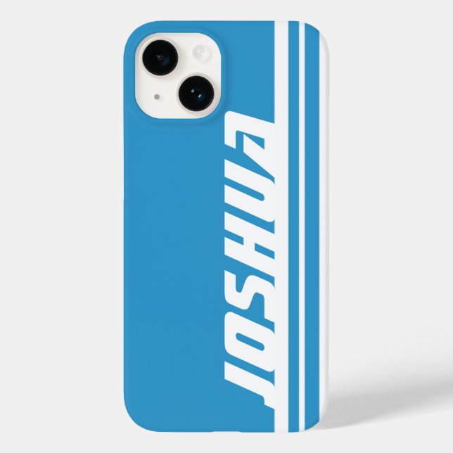 Name sky blue & white stripe sport iphone case (Back)