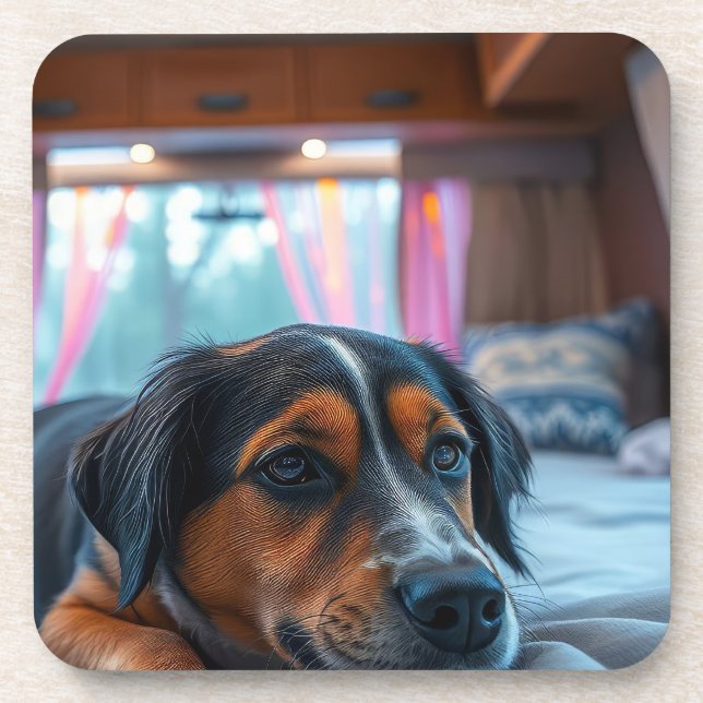 Name: Sleeping Dog Dreams Beverage Coaster (Front)