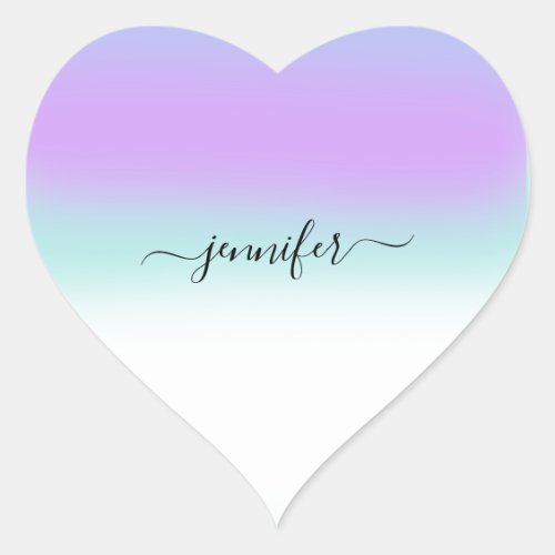 Name Small Business Thank Purple Blu Ombre Pastels Heart Sticker