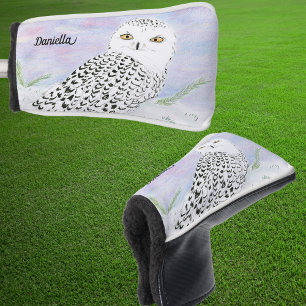 Name Snowy Owl In Winter Sunset Color Pencil Golf Head Cover