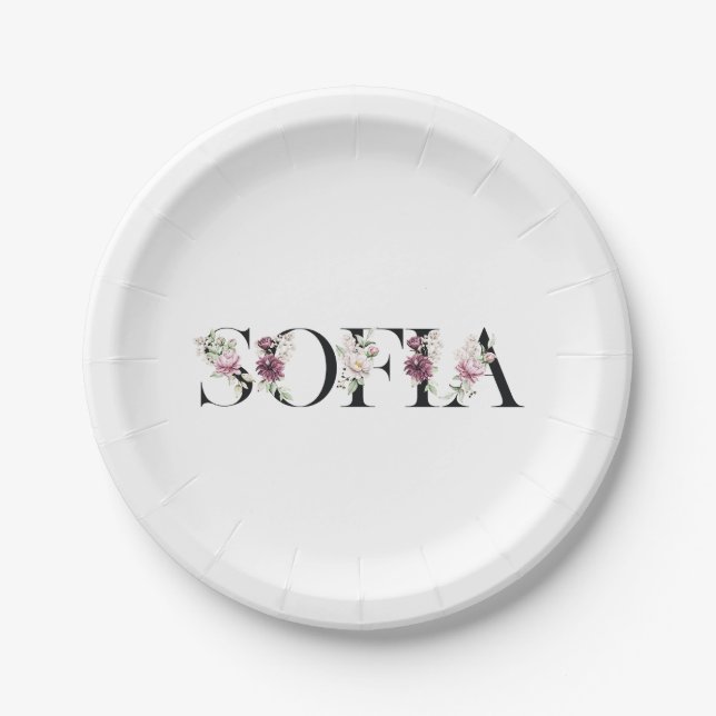 Name Sofia. Paper Plates (Front)
