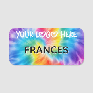 Name Soft Rainbow Swirl Tie Dye Business Logo Tag