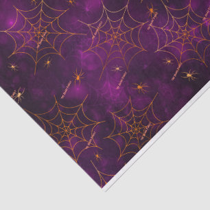 Name, Spooky Spider Webs Bokeh Pattern Tissue Paper