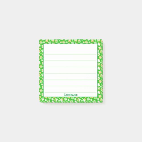 Name  St Patricks Green Orange Shamrock Pattern Post_it Notes