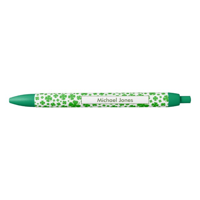 Name:  St Patrick's Green Random Shamrock Pattern Pen (Front)