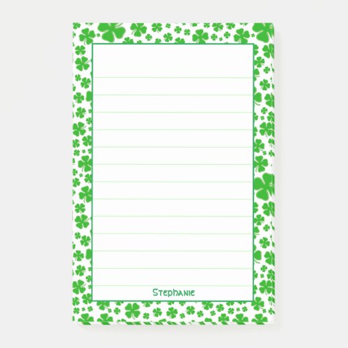 Name  St Patricks Green Random Shamrock Pattern Post_it Notes