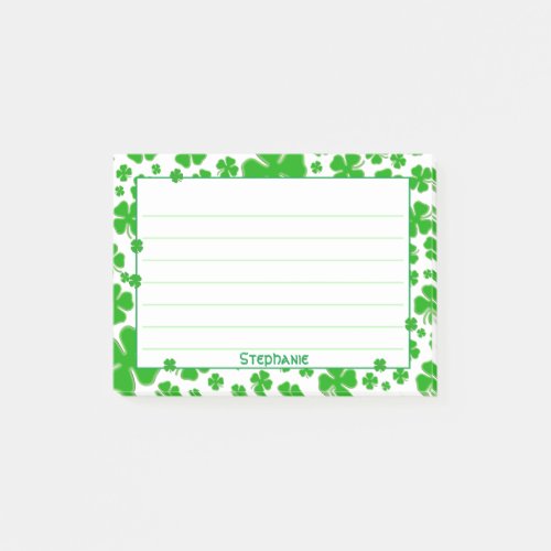 Name  St Patricks Green Random Shamrock Pattern Post_it Notes