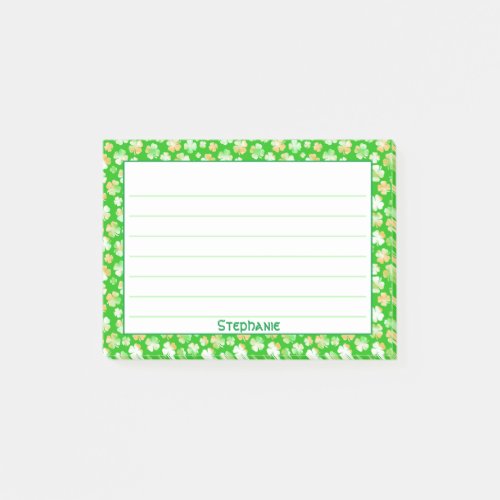 Name  St Patricks GreenWhite Shamrock Pattern Post_it Notes