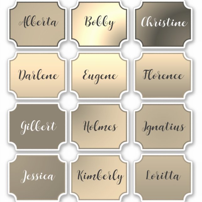 Name Sticker Set Elegant Colors  (Front)