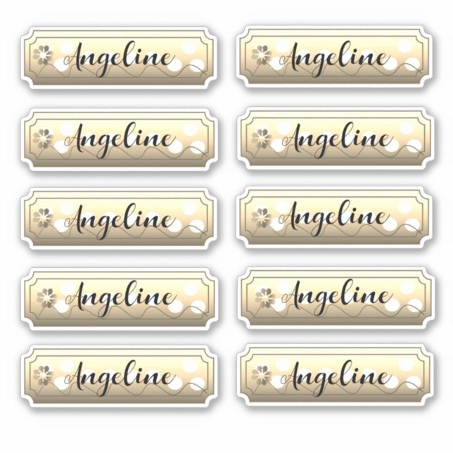 Name Sticker Set Gold Flowers (Front)