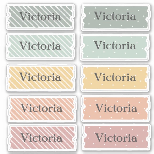 Name Sticker set multi color (Front)