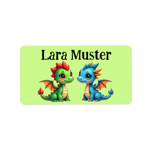 Name stickers square - Baby dragon green (Front)