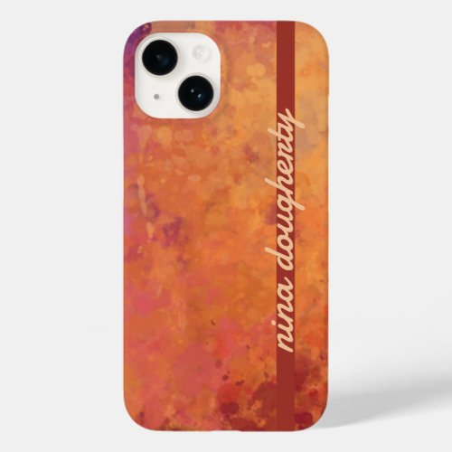 Name Stripe Glowing Autumn Oranges Watercolor Case_Mate iPhone 14 Case