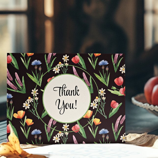 Name, Summer Wildflowers Modern Colorful Thank You Card (Creator Uploaded)