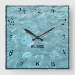 Name: Swimming Pool Water Summer Abstract Photo Square Wall Clock