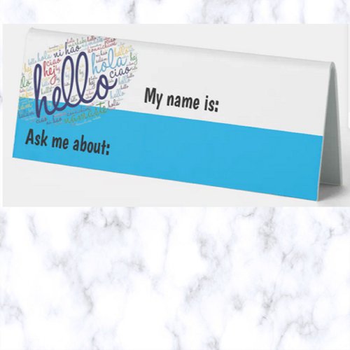 Name Tag and Ask Me About Table Tent Sign