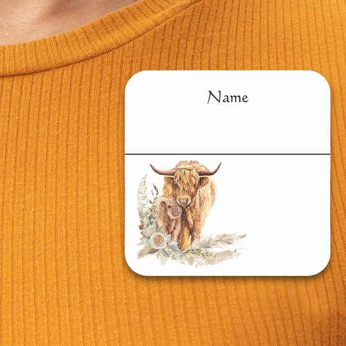 Name Tag Baby shower Baby Highland Cow Calf   