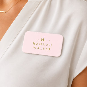 Name Tag   Blush Pink Gold 3x1.5 Magnetic Badge