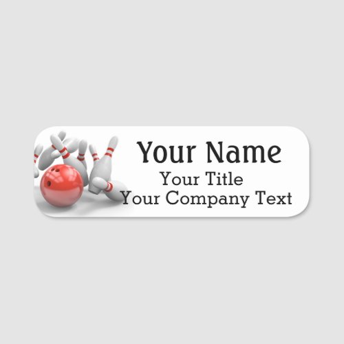 Name Tag Bowling Employee Custom Text Badge