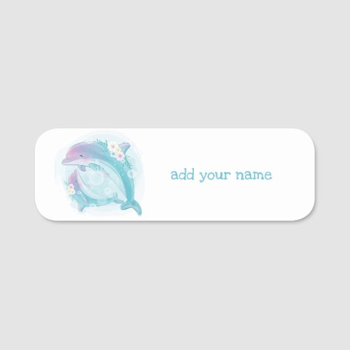 NAME TAG  CHILDRENS BIRTHDAYS  TWO DOLPHINS