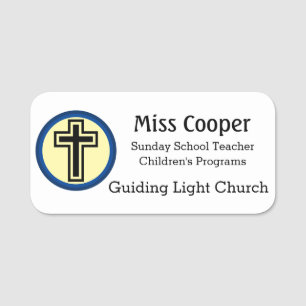 Name Tag Cross or Your Logo Custom Church Badge
