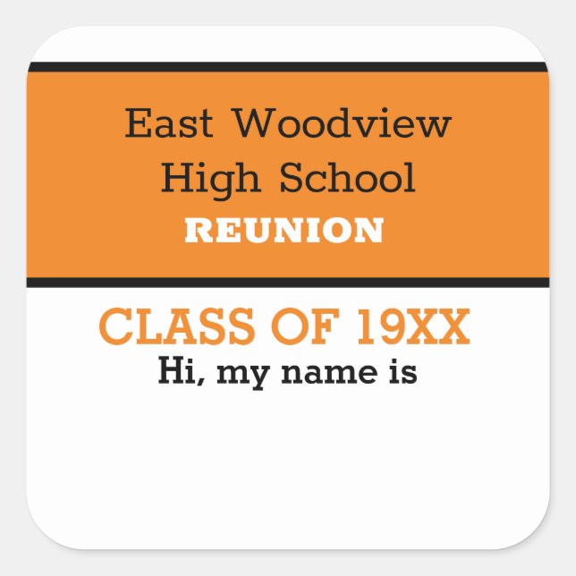 Name Tag! Custom Class Reunion Stickers (Front)