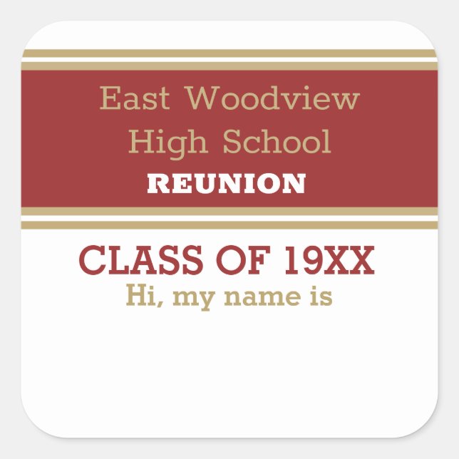 Name Tag! Custom Class Reunion Stickers (Front)