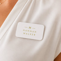 Name Tag | Elegant Gray Gold Magnetic Staff Badge