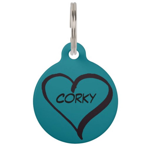 Name Tag for Dog Turquoise with Personal Info