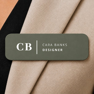 Name Tag Green Personalized Magnetic Staff Badge