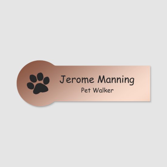 Name Tag - Pawprint on Copper