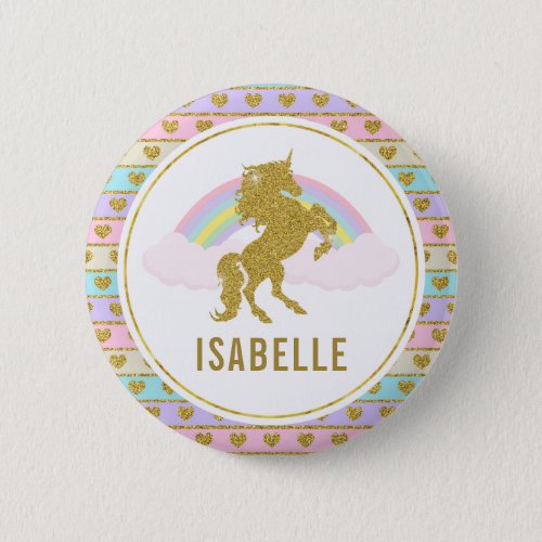 Name Tag Rainbow Unicorn Party Pin